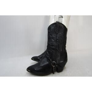 Dingo Womens 6.5 M Black Leather Harness Cowboy Western Boots